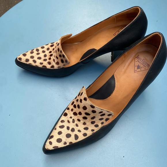 John Fluevog Big Presence Davis Leopard Black Textured Loafer Heel - US Size 7 - Picture 5 of 11